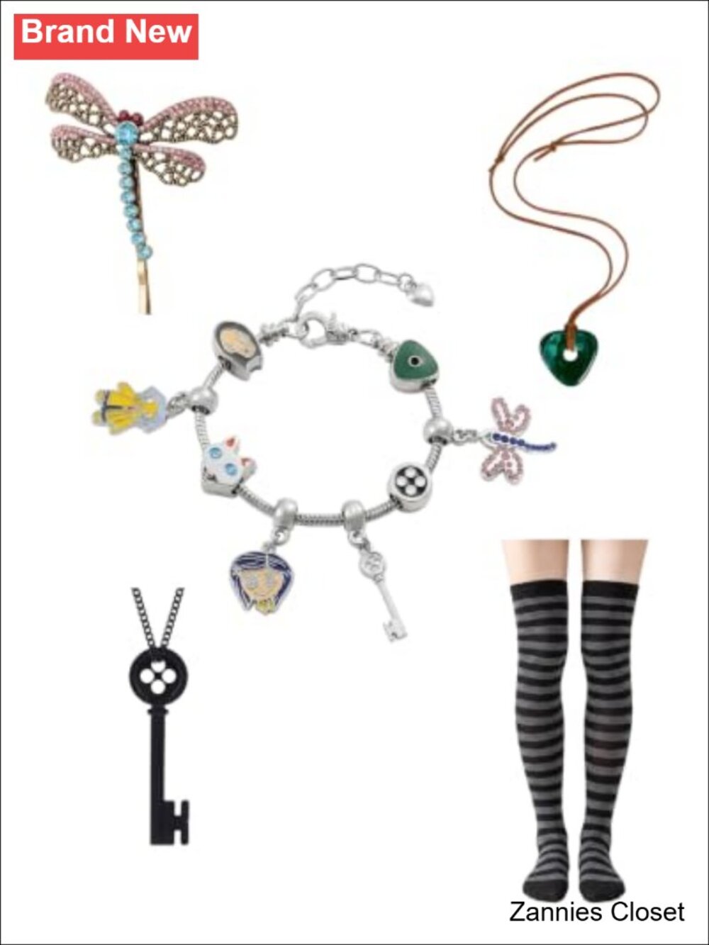 👻 SOOFILM 6PCS Cosplay Accessories Set Necklace Pendant Hair Clip Keychain